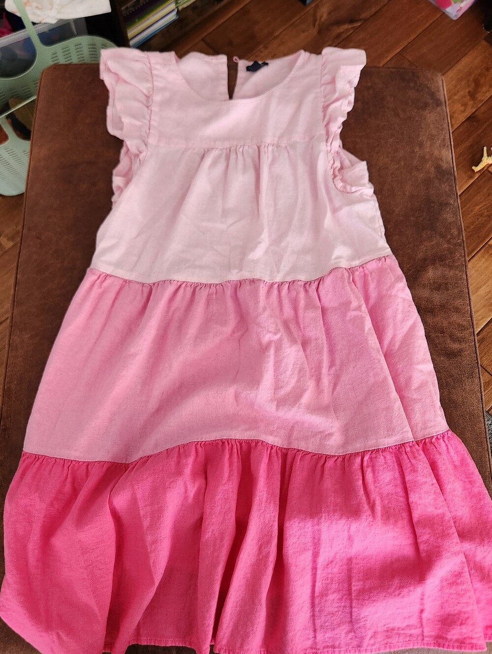 J. Crew Pink Ombre Tiered Ruffle Midi Dress